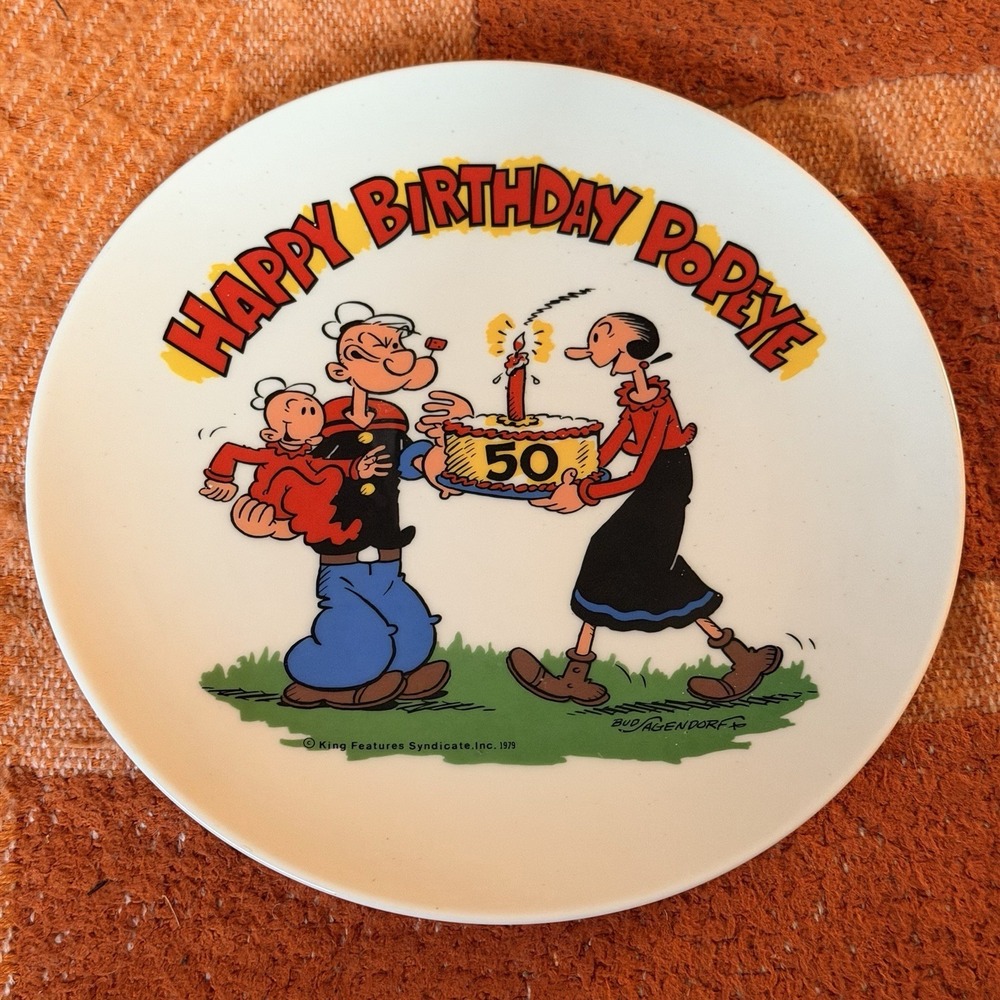 Vtg. 1979 Happy 50th Birthday Popeye Plate #1969 Made In USA Elsie Crisler Segar